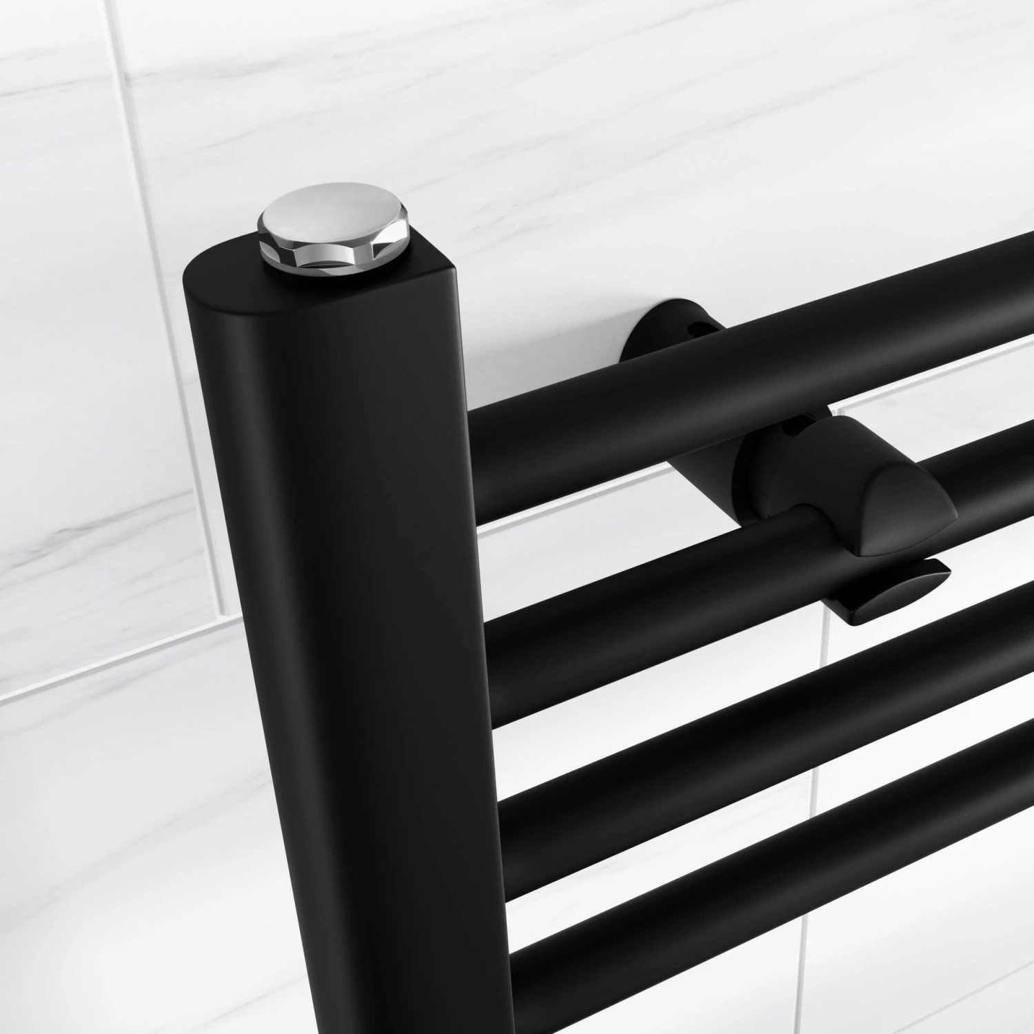 Barcelona Matt Black Straight Heated Towel Rail 1000x500mm - Image 3