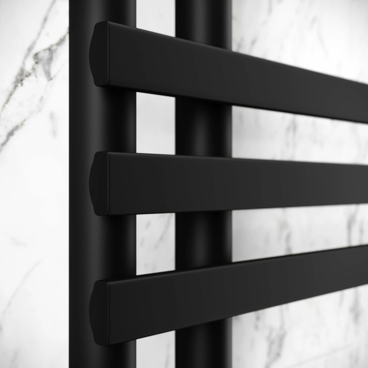 Madrid Matt Black Designer Heated Towel Rail 1200x450mm - Image 4
