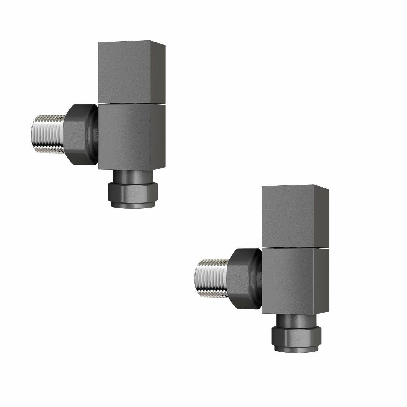 Anthracite Square Angled Manual Radiator Valves (Pair) Standard 15mm