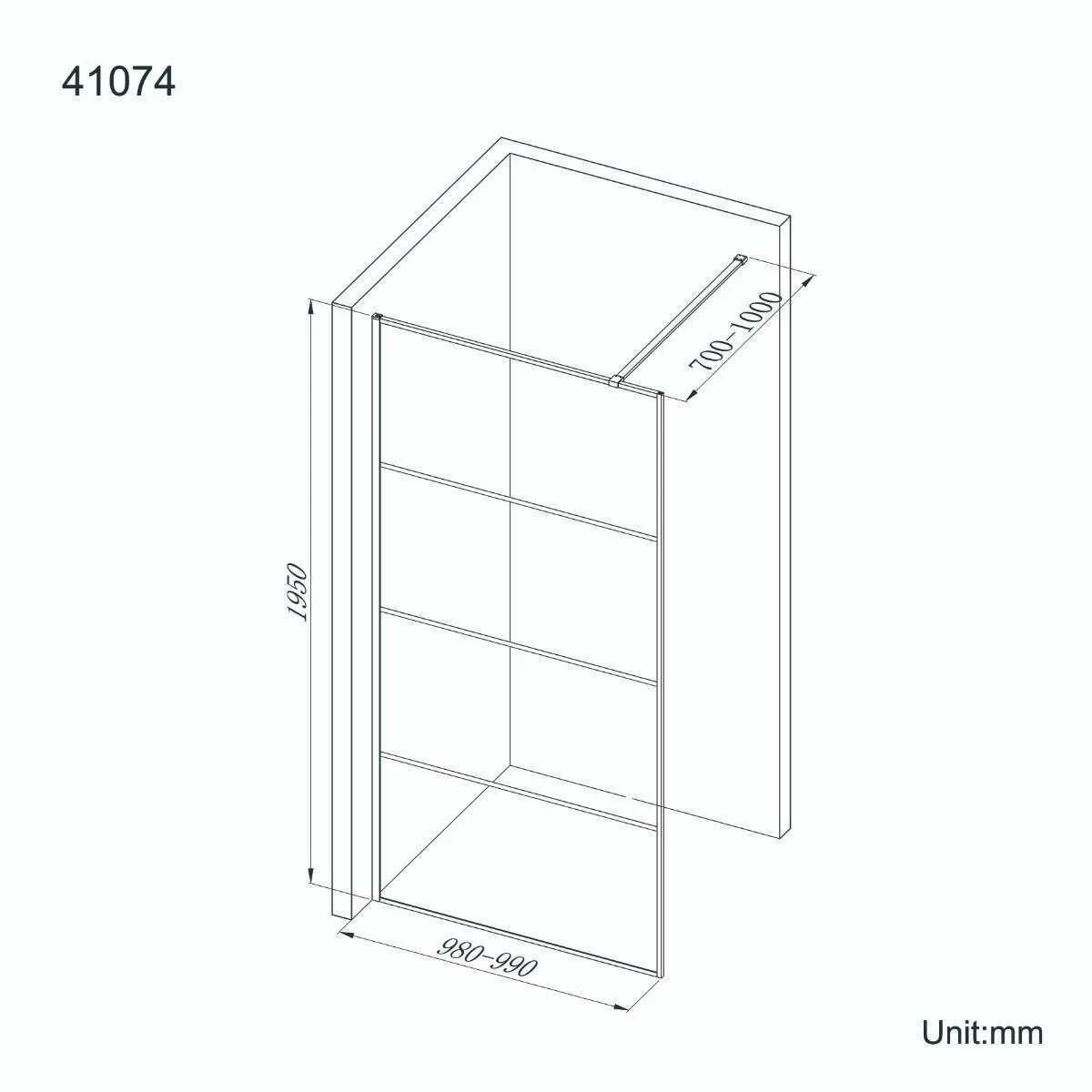 Munich Matt Black Grid Easy Clean 8mm Wet Room Shower Glass Panel 1000mm - Image 7