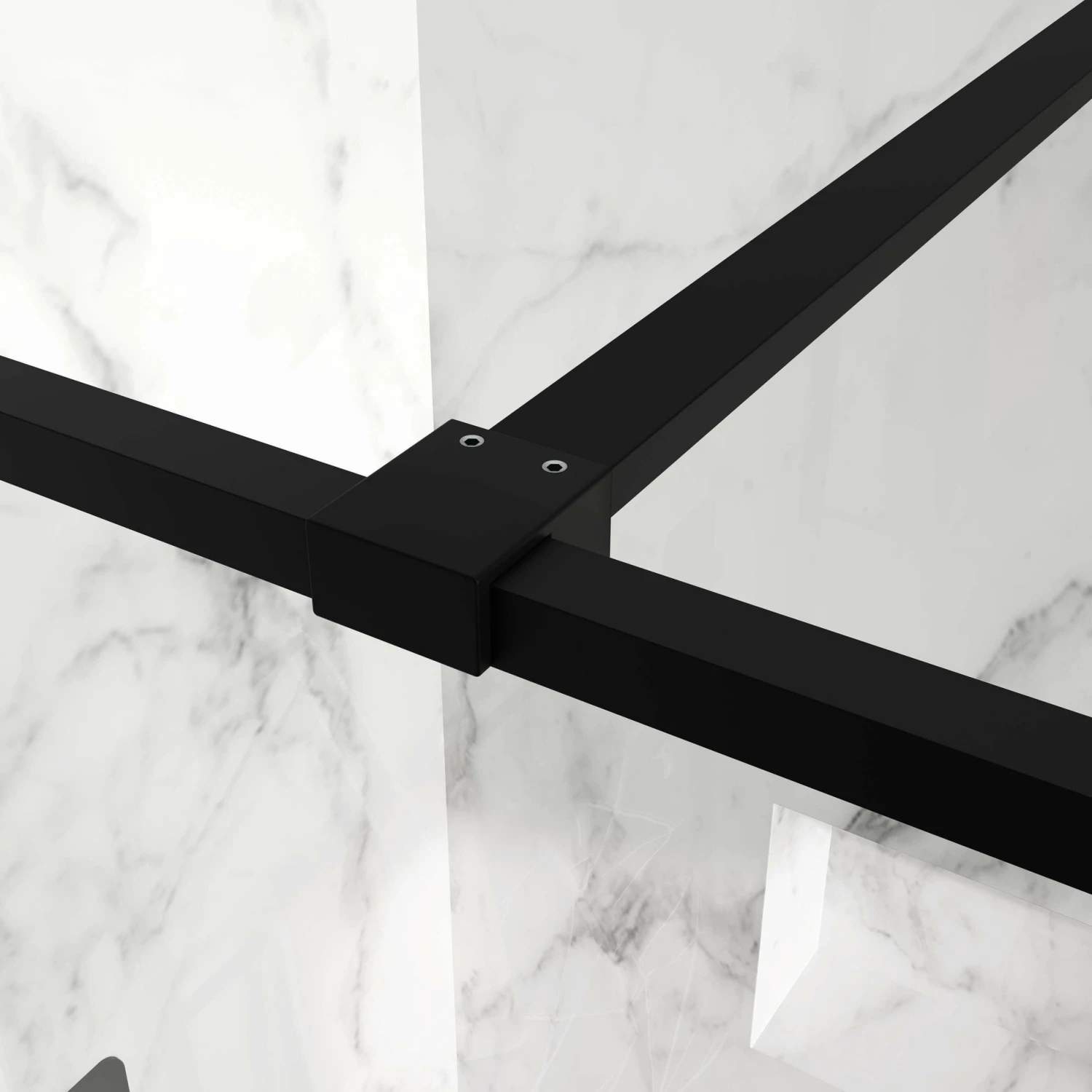 Munich Matt Black Crittall Style Easy Clean 8mm Wet Room Shower Glass Panel 1400mm - Image 4