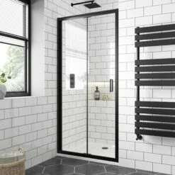 London Matt Black 6mm Bifold Shower Door 900mm