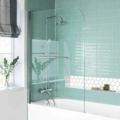 Geneva Easy Clean 6mm Bath Screen With Towel Rail - 800mm