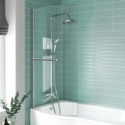 4mm P Shaped Bath Screen With Towel Rail