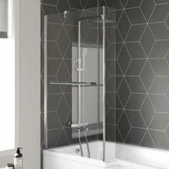 4mm L Shaped Fixed Bath Screen With Towel Rail