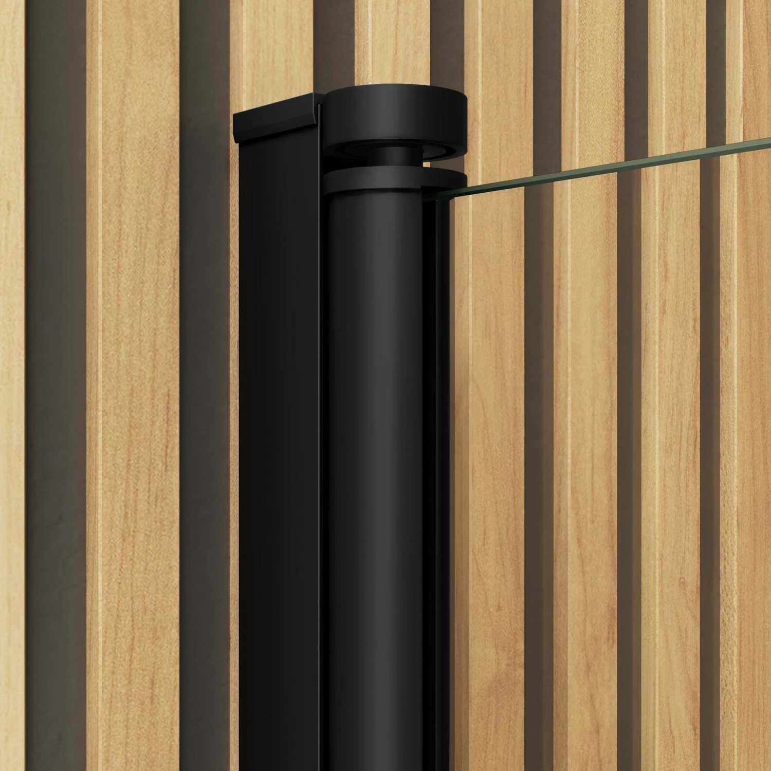 6mm L Shaped Easy Clean Bath Screen With Towel Rail - Matt Black - Image 6