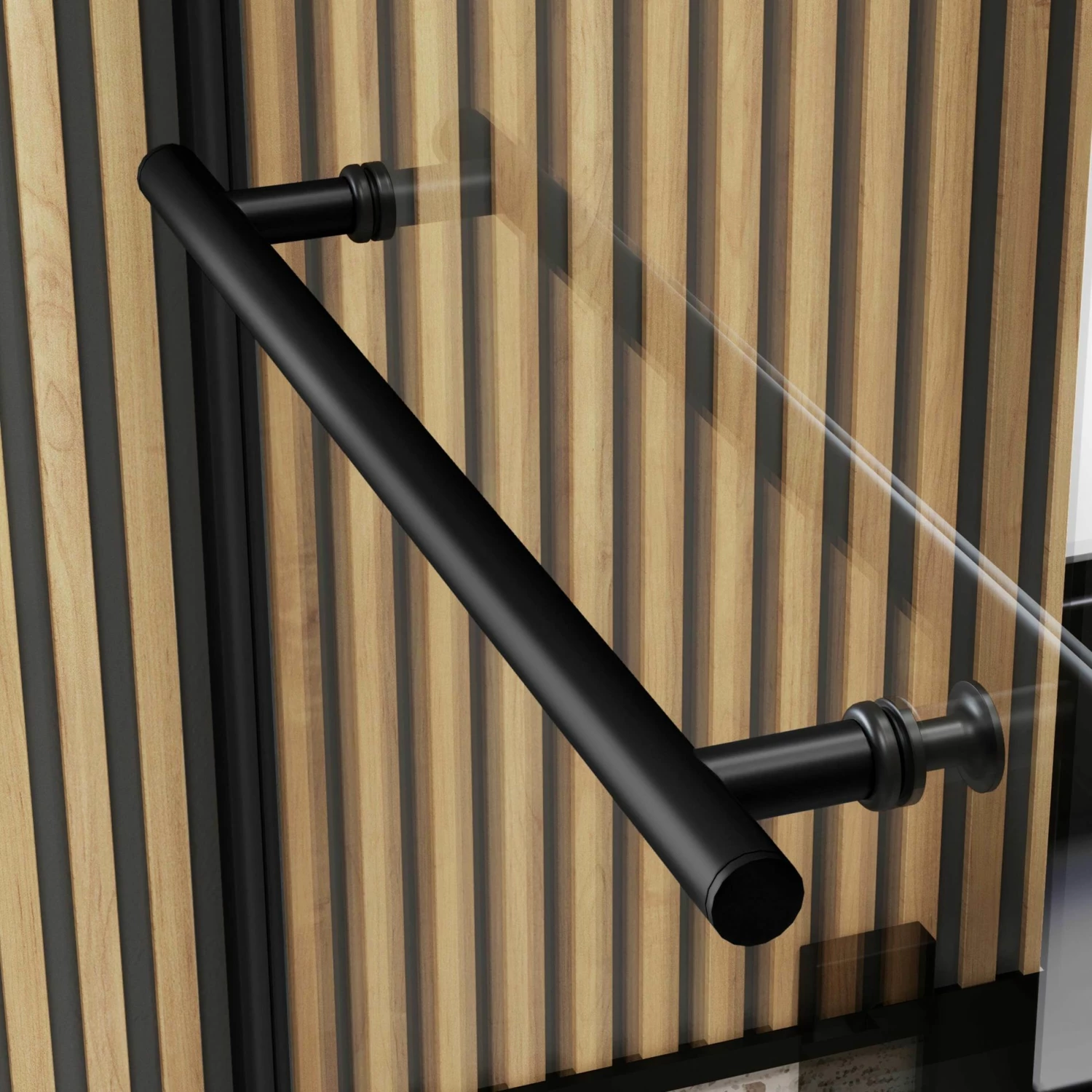 6mm L Shaped Easy Clean Bath Screen With Towel Rail - Matt Black - Image 7