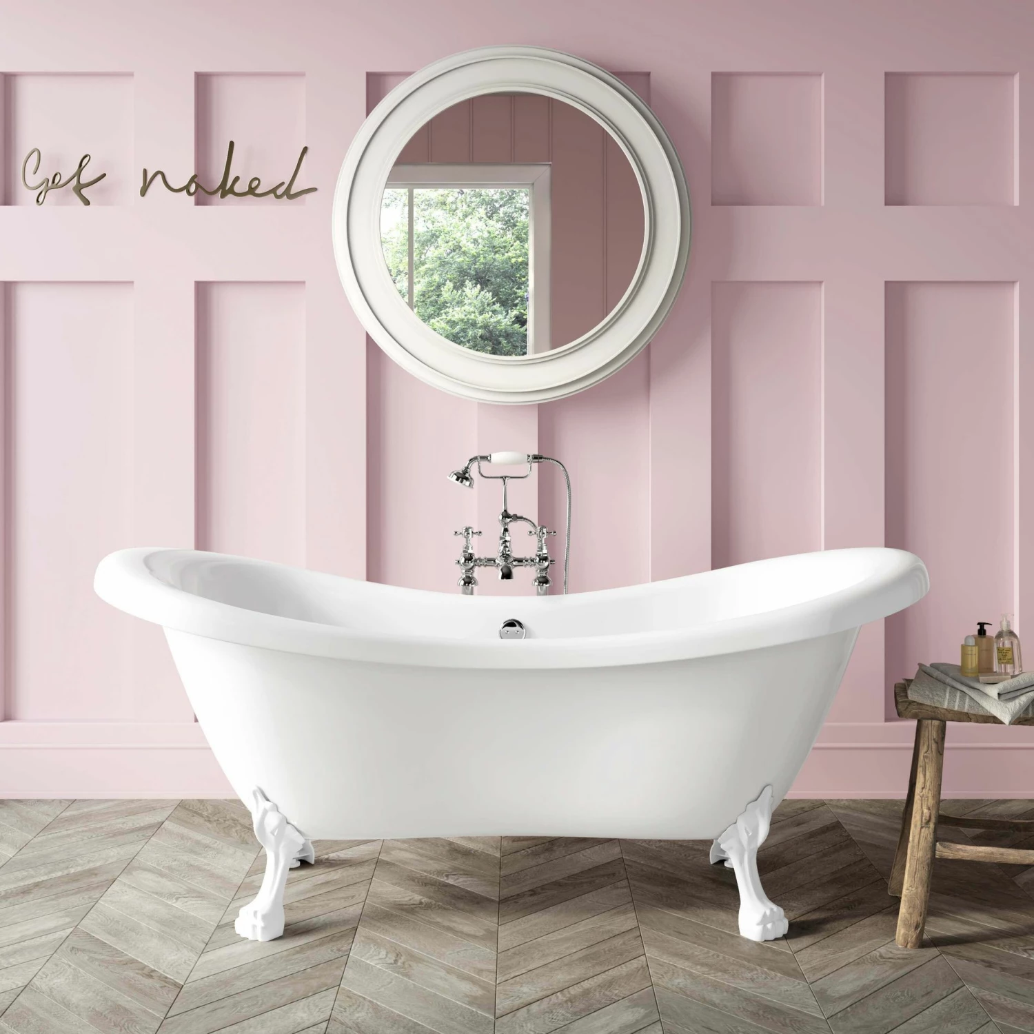 Tonbridge 1600mm Roll Top Bath - White Claw Feet