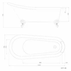 Highbury 1550mm Roll Top Slipper Bath - Chrome Ball Feet