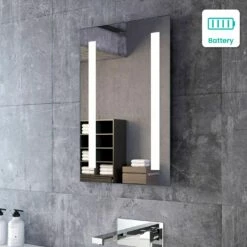 Emielia Battery Operated Illuminated LED Cloakroom Mirror 600x400mm