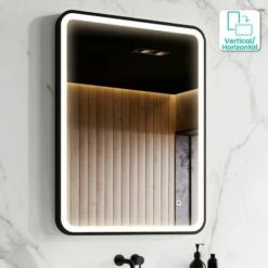 Olivia Black Framed Illuminated LED Mirror 800x600mm