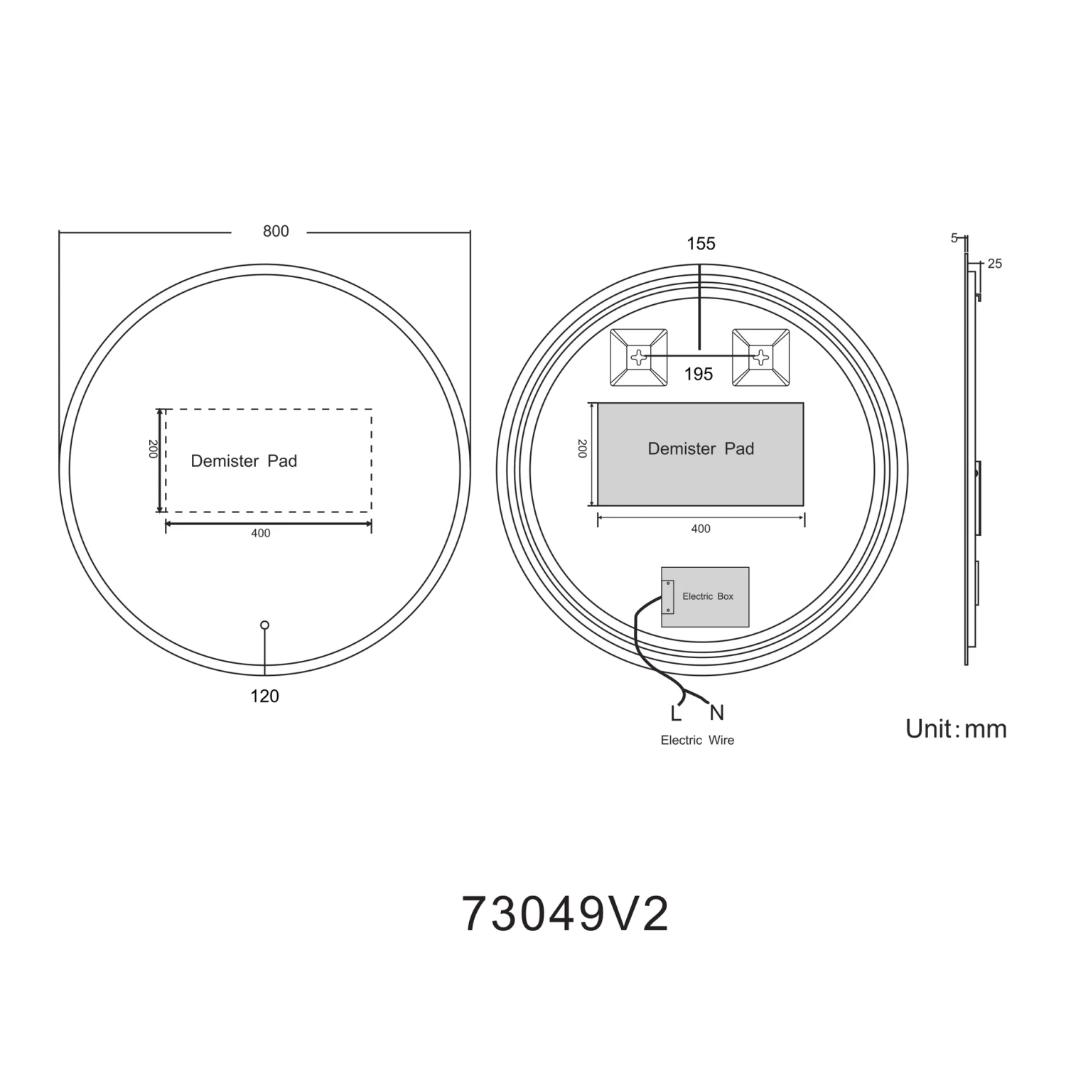 Aria Round Illuminated LED Mirror 800mm - Image 6