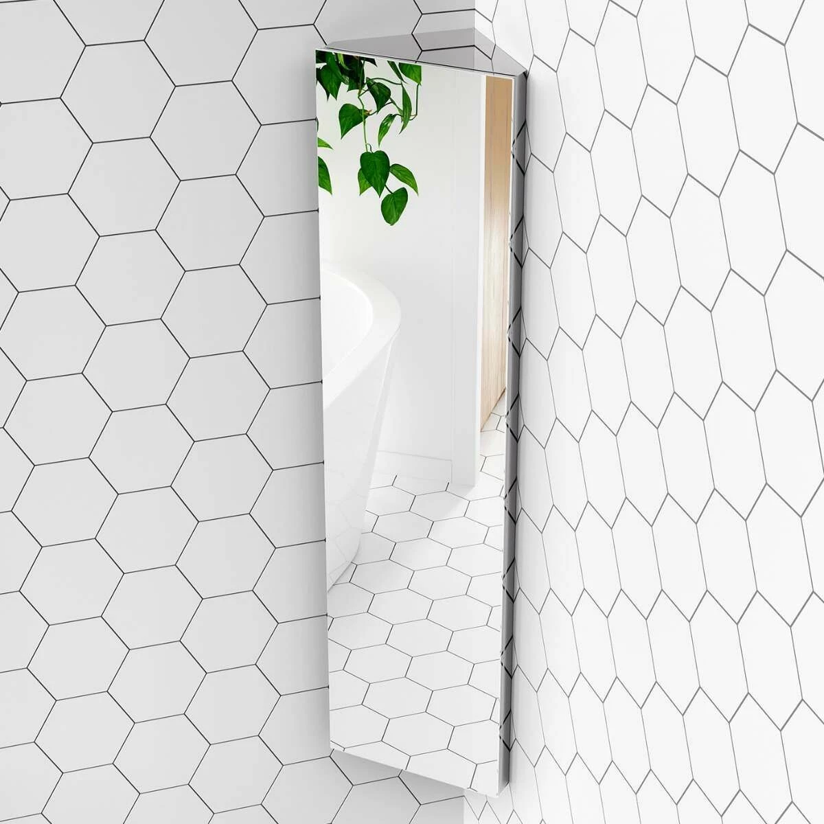 Madelyn Corner Stainless Steel Mirror Cabinet 1200mm Tall