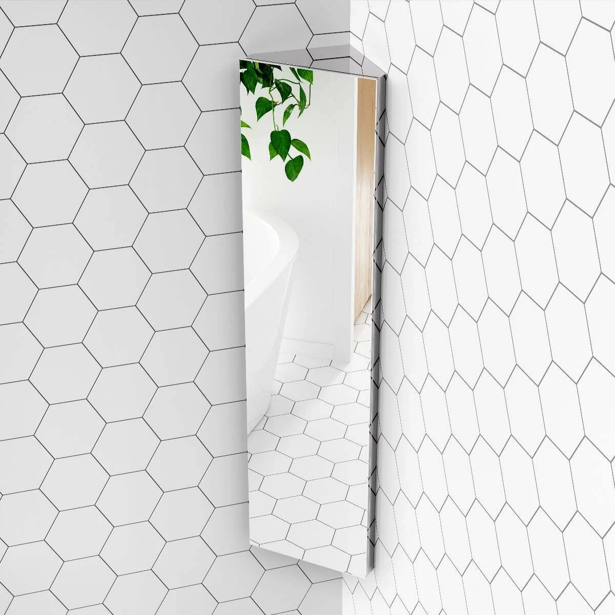 Madelyn Corner Stainless Steel Mirror Cabinet 1200mm Tall - Image 2