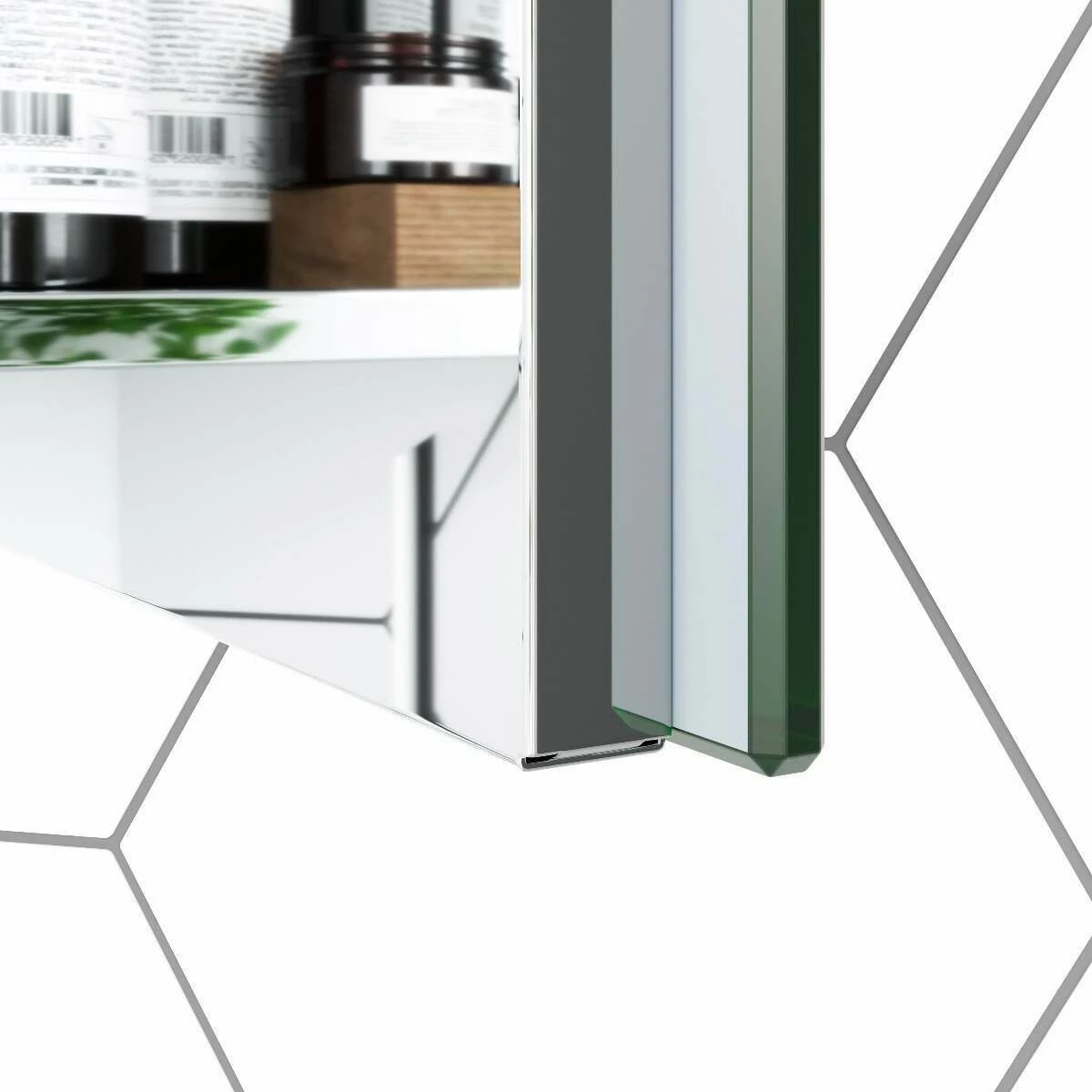 Madelyn Corner Stainless Steel Mirror Cabinet 1200mm Tall - Image 4