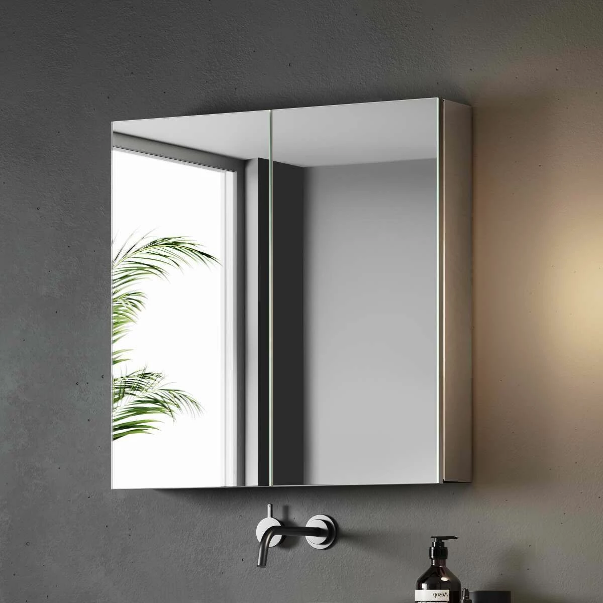 Elena Stainless Steel Mirror Cabinet 600x600mm