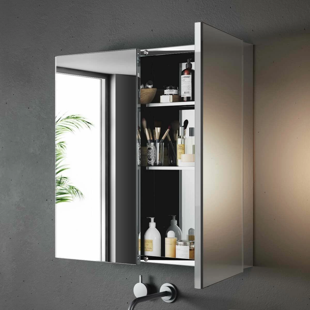 Elena Stainless Steel Mirror Cabinet 600x600mm - Image 3