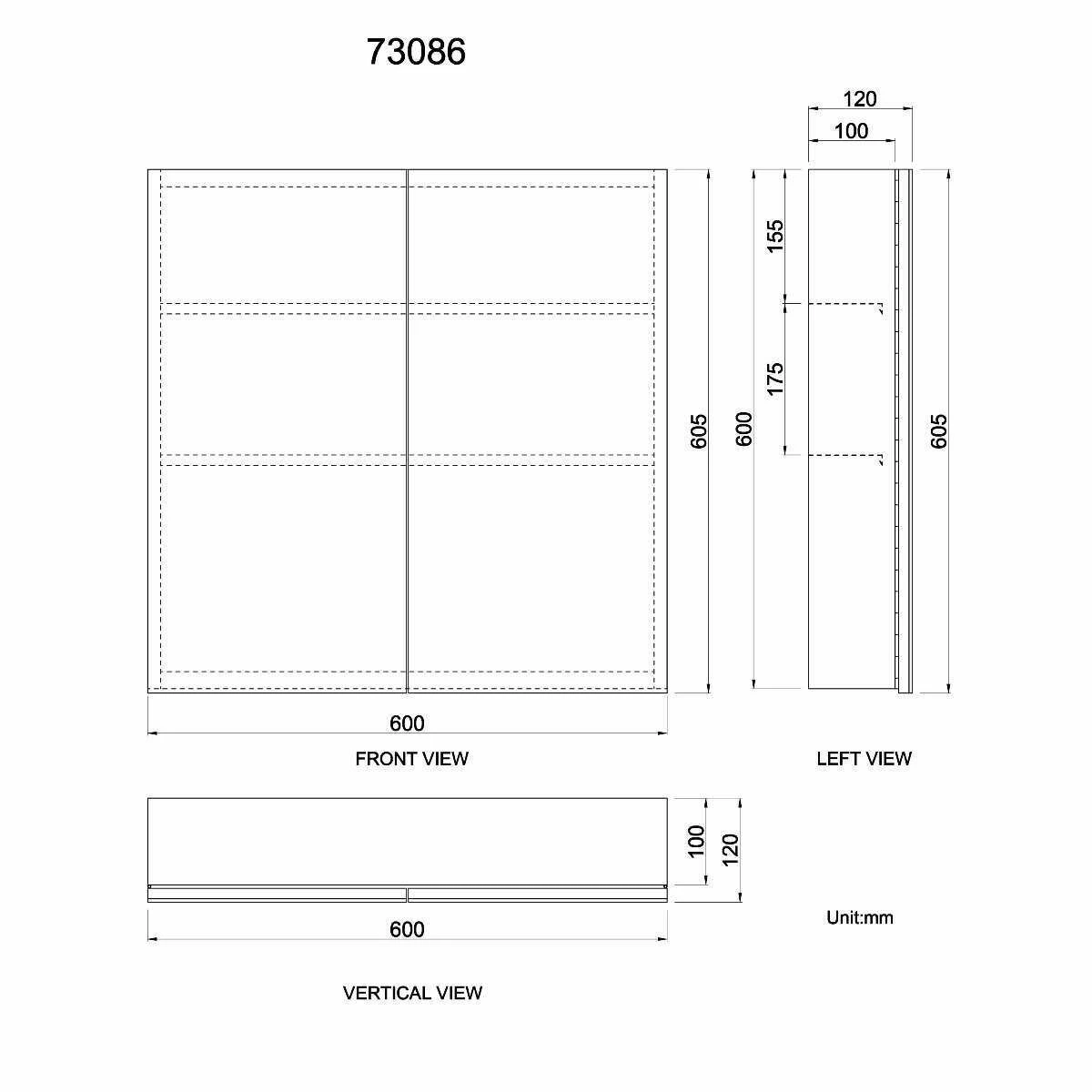 Elena Stainless Steel Mirror Cabinet 600x600mm - Image 6