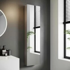 Elena Tall Stainless Steel Mirror Cabinet 1200x300mm