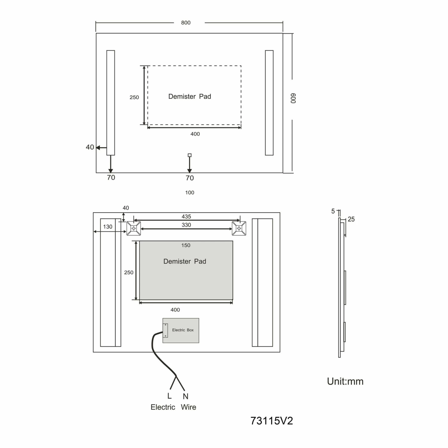 Emielia Illuminated LED Mirror 600x800mm - Image 6