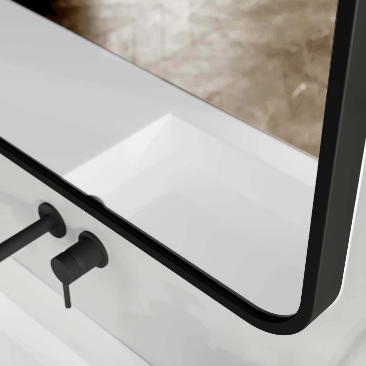 Olivia Black Framed Rectangular Bathroom Mirror 700x500mm - Image 4