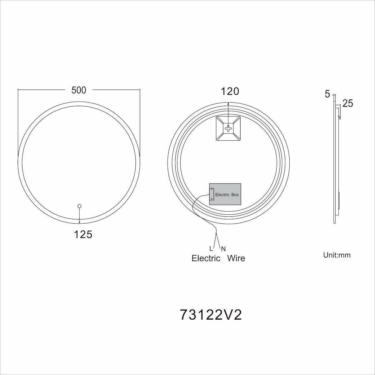 Aria Round Illuminated LED Mirror 500mm - Image 5