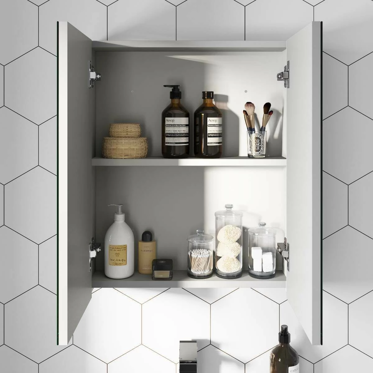 Stone Grey Mirror Cabinet 500mm - Image 4