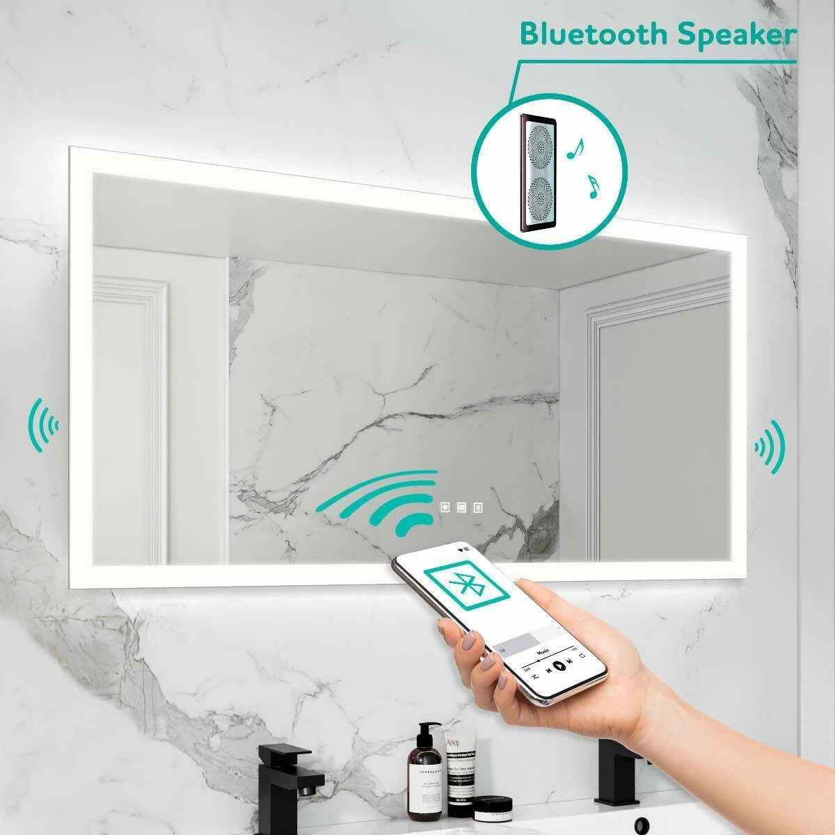 Ellie Illuminated LED Mirror With BLUETOOTH Speaker 600x1200mm - Image 4