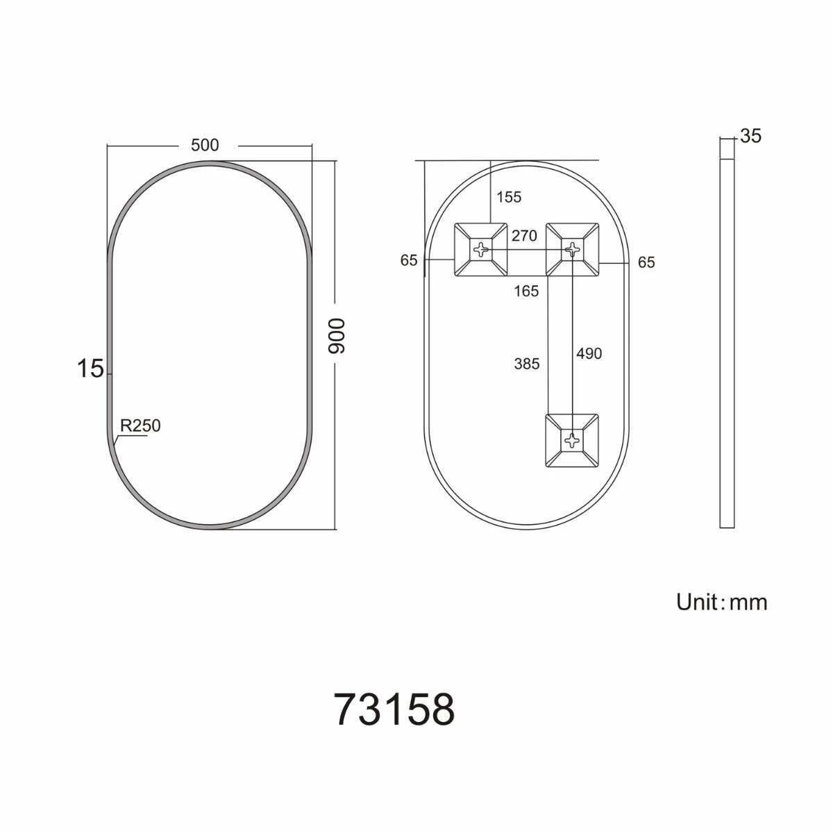 Darci Black Framed Oval Bathroom Mirror 900x500mm - Image 4