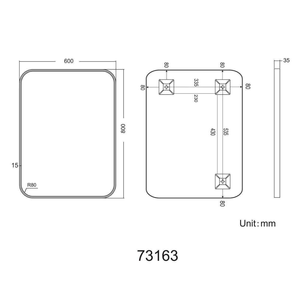 Olivia Black Framed Rectangular Bathroom Mirror 800x600mm - Image 4