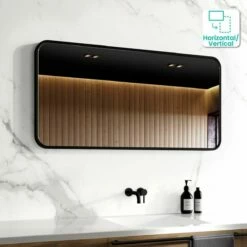 Olivia Black Framed Rectangular Bathroom Mirror 500x1000mm