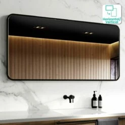 Olivia Black Framed Rectangular Bathroom Mirror 600x1200mm