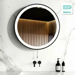 Mollie Battery Operated Black Framed Illuminated LED Mirror 600mm