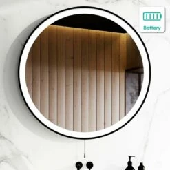 Mollie Battery Operated Black Framed Illuminated LED Mirror 800mm