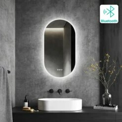 Emilee Oval Illuminated LED Mirror With BLUETOOTH Speaker 800x450mm