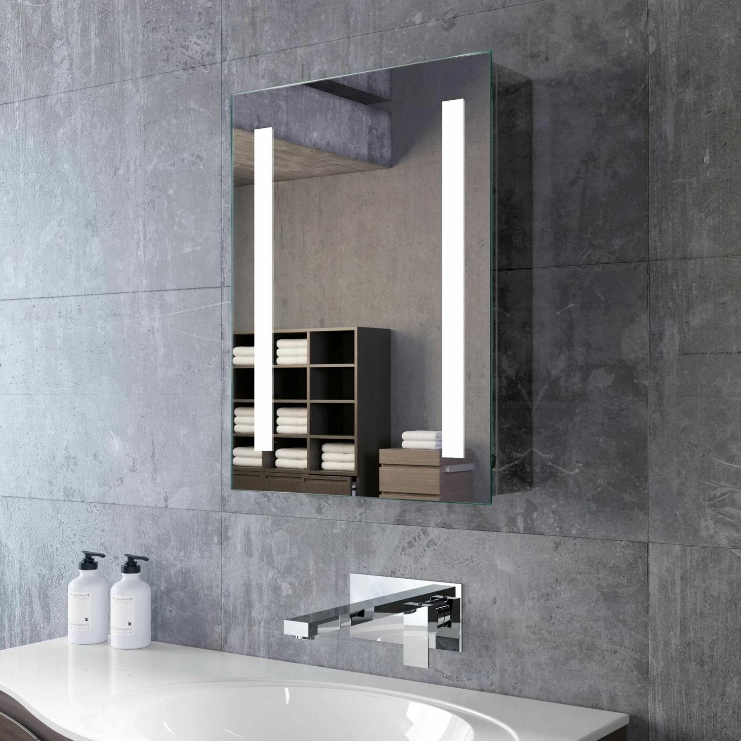 Emielia Illuminated LED Mirror Cabinet With BLUETOOTH Speaker 600x450mm - Image 2