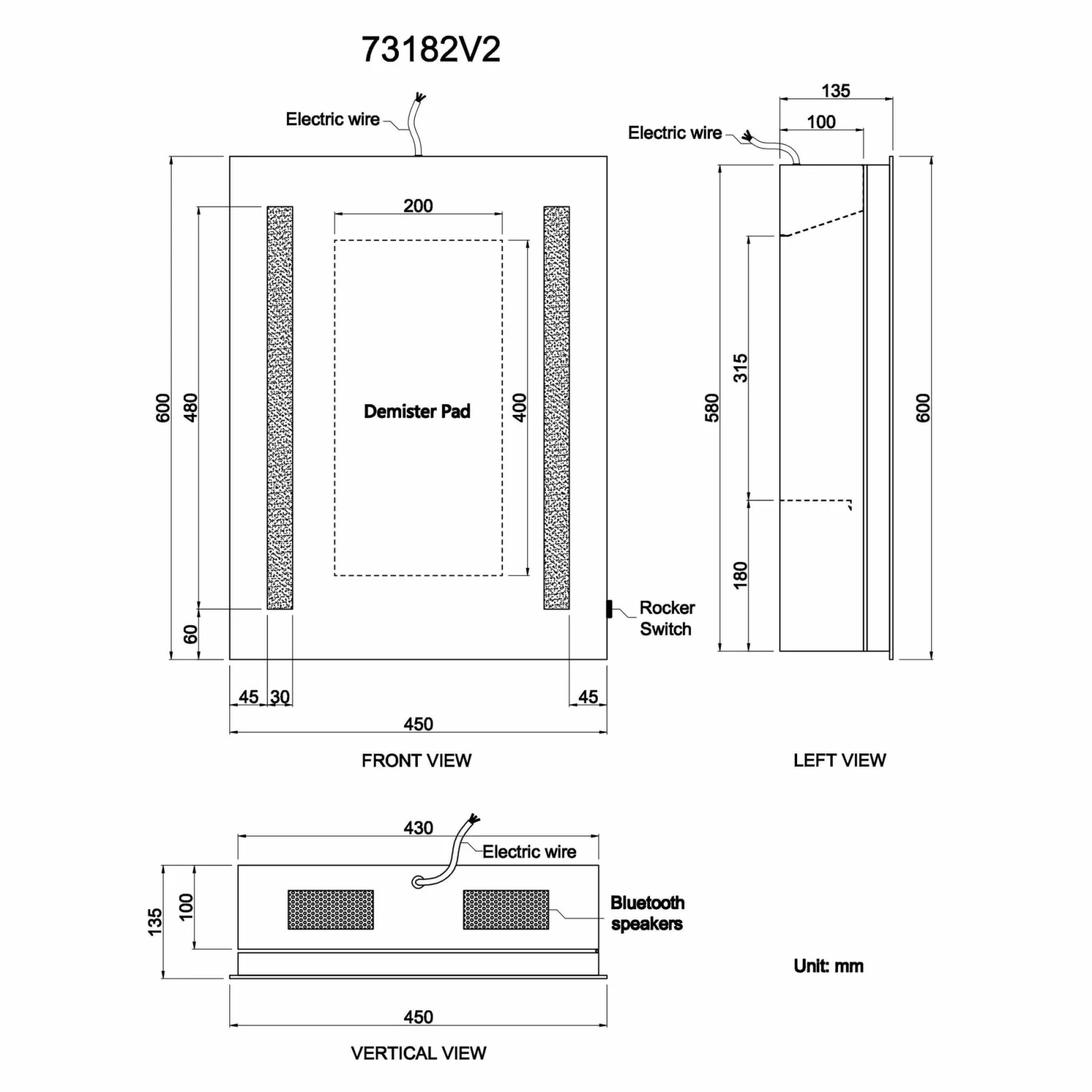 Emielia Illuminated LED Mirror Cabinet With BLUETOOTH Speaker 600x450mm - Image 10