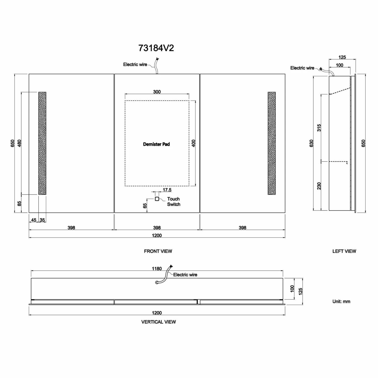 Emielia Illuminated LED Mirror Cabinet 650x1200mm - Image 10