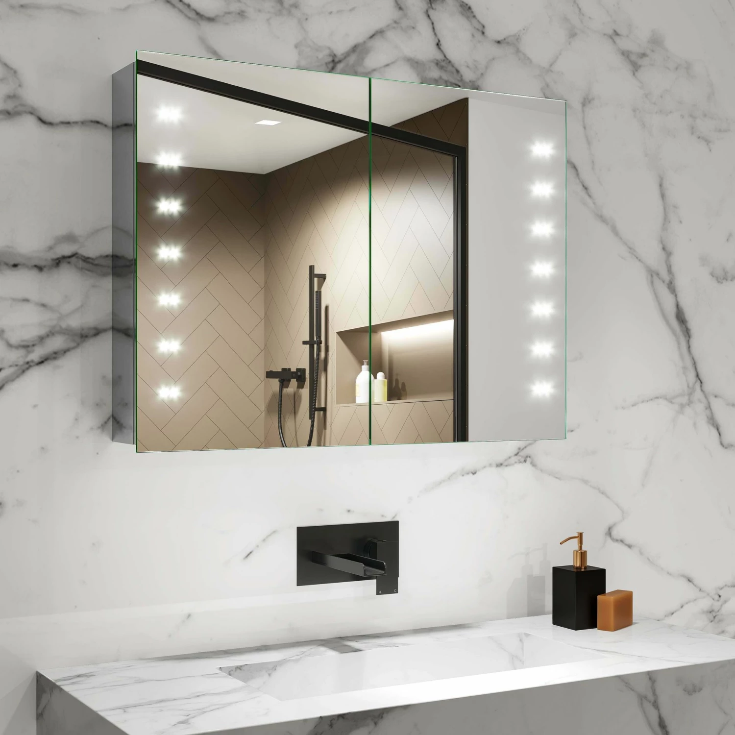 Madison Battery Operated Illuminated LED Mirror Cabinet 600x800mm - Image 2
