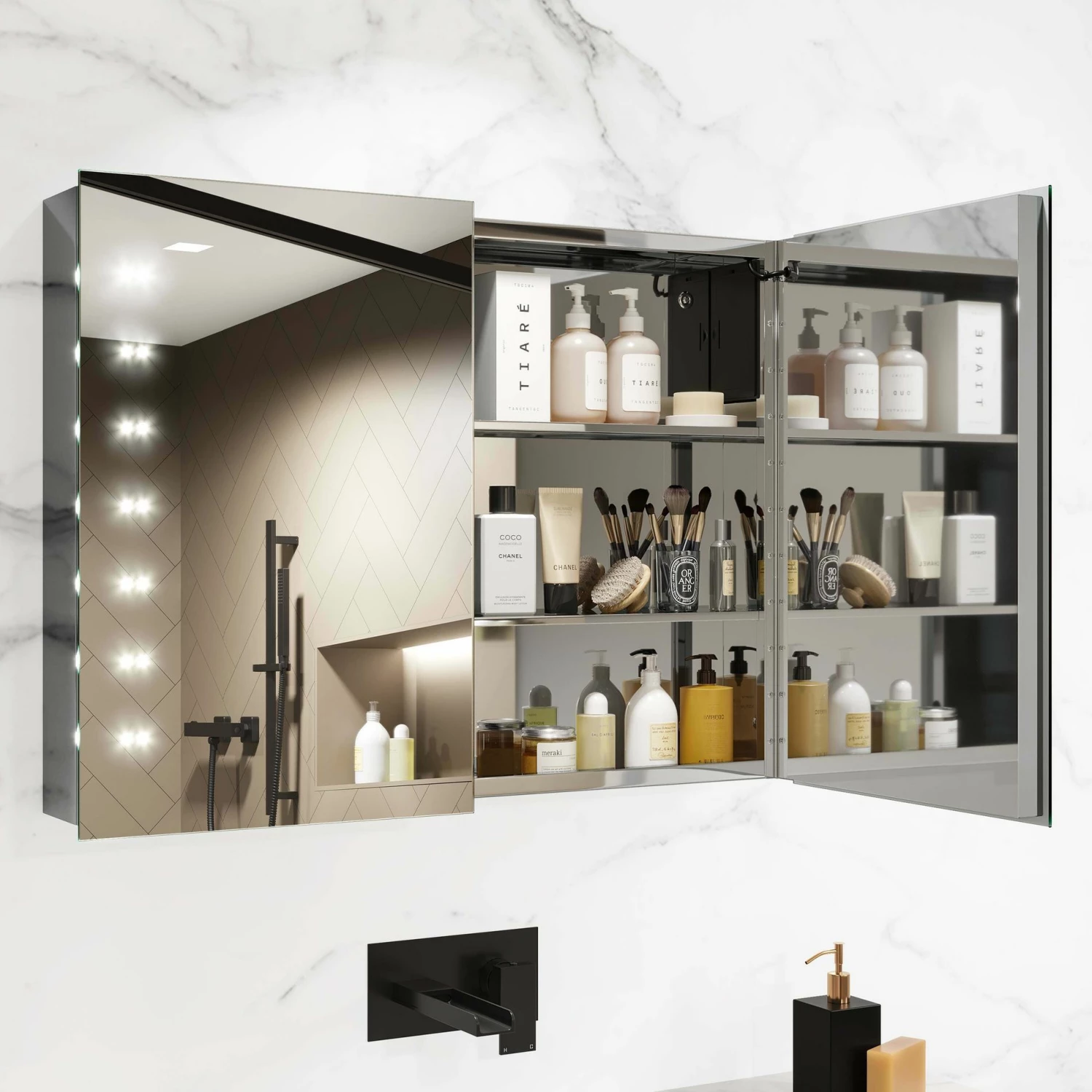 Madison Battery Operated Illuminated LED Mirror Cabinet 600x800mm - Image 3