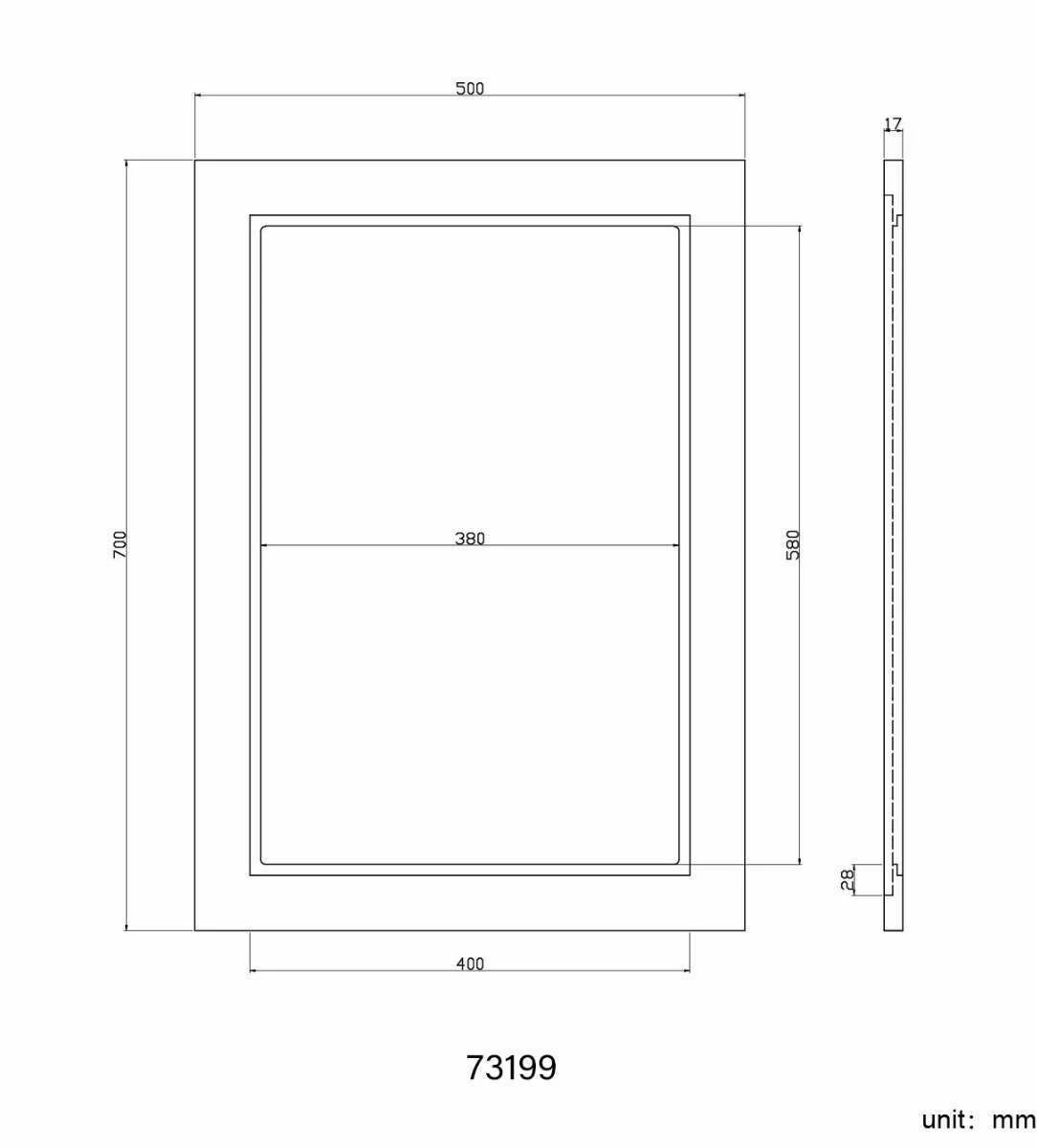Graphite Grey Bathroom Mirror 700x500mm - Image 5