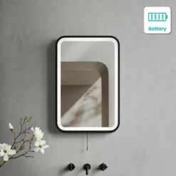 Olivia Battery Operated Black Framed Illuminated LED Mirror 600x400mm