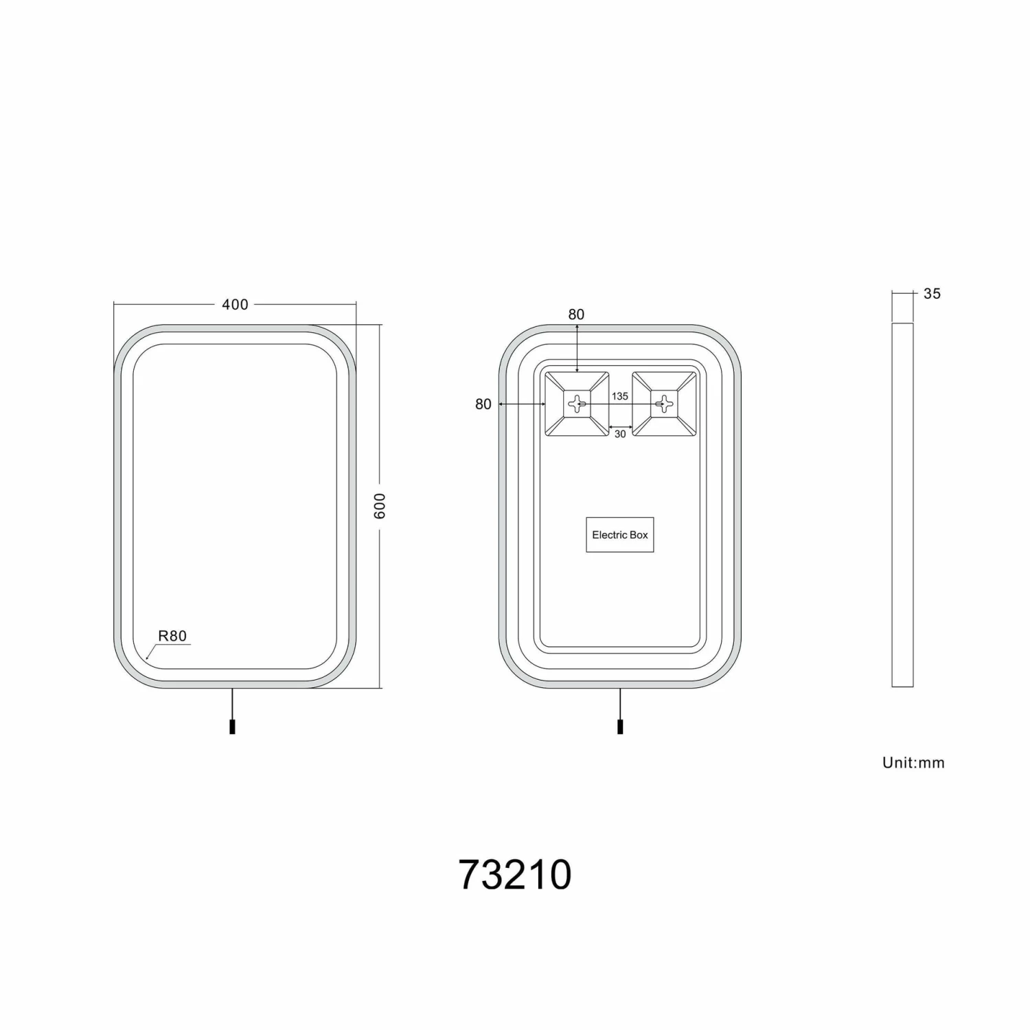 Olivia Battery Operated Black Framed Illuminated LED Mirror 600x400mm - Image 5