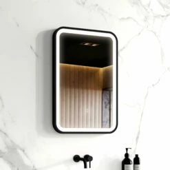 Olivia Black Framed Illuminated LED Mirror 600x400mm