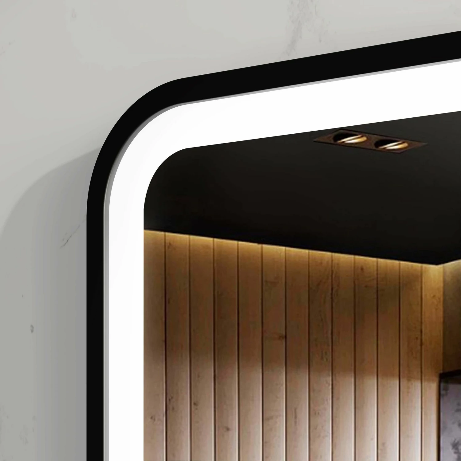 Olivia Black Framed Illuminated LED Mirror With BLUETOOTH Speaker 700x500mm - Image 3