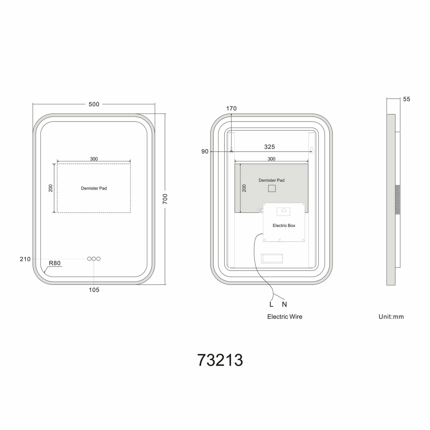 Olivia Black Framed Illuminated LED Mirror With BLUETOOTH Speaker 700x500mm - Image 9