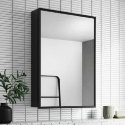 Mia Black Framed Mirror Cabinet 710x500mm