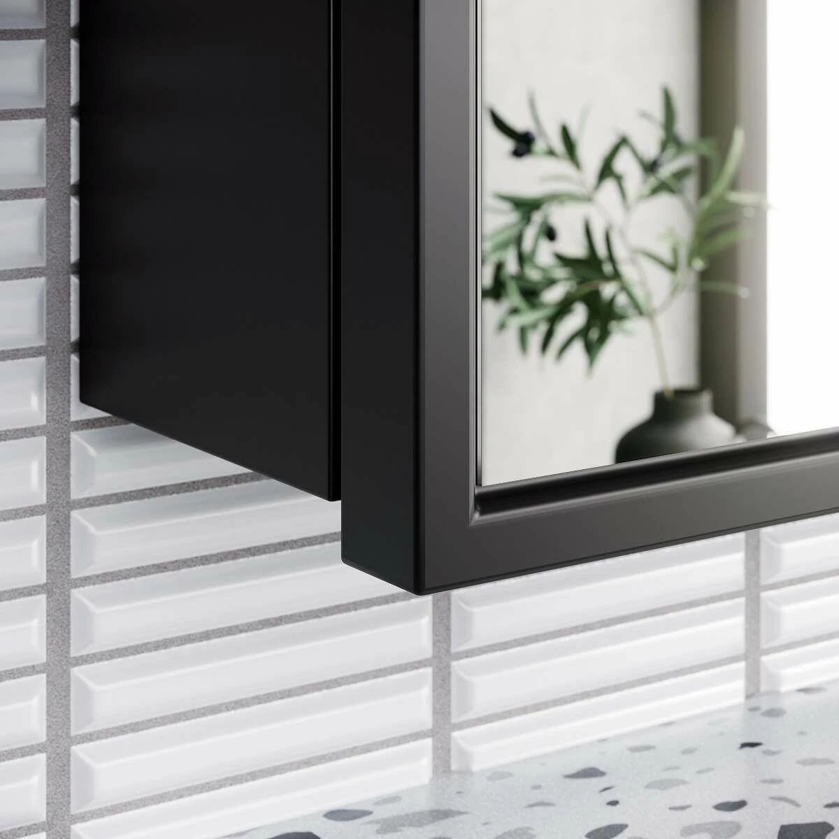 Mia Black Framed Mirror Cabinet 710x500mm - Image 5