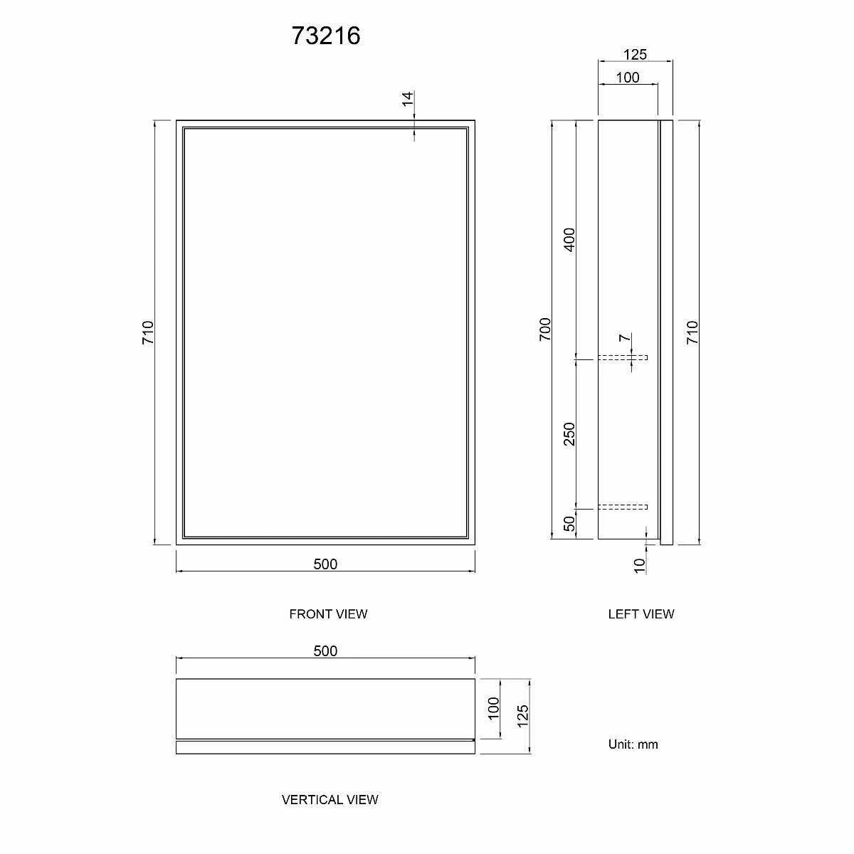 Mia Black Framed Mirror Cabinet 710x500mm - Image 6