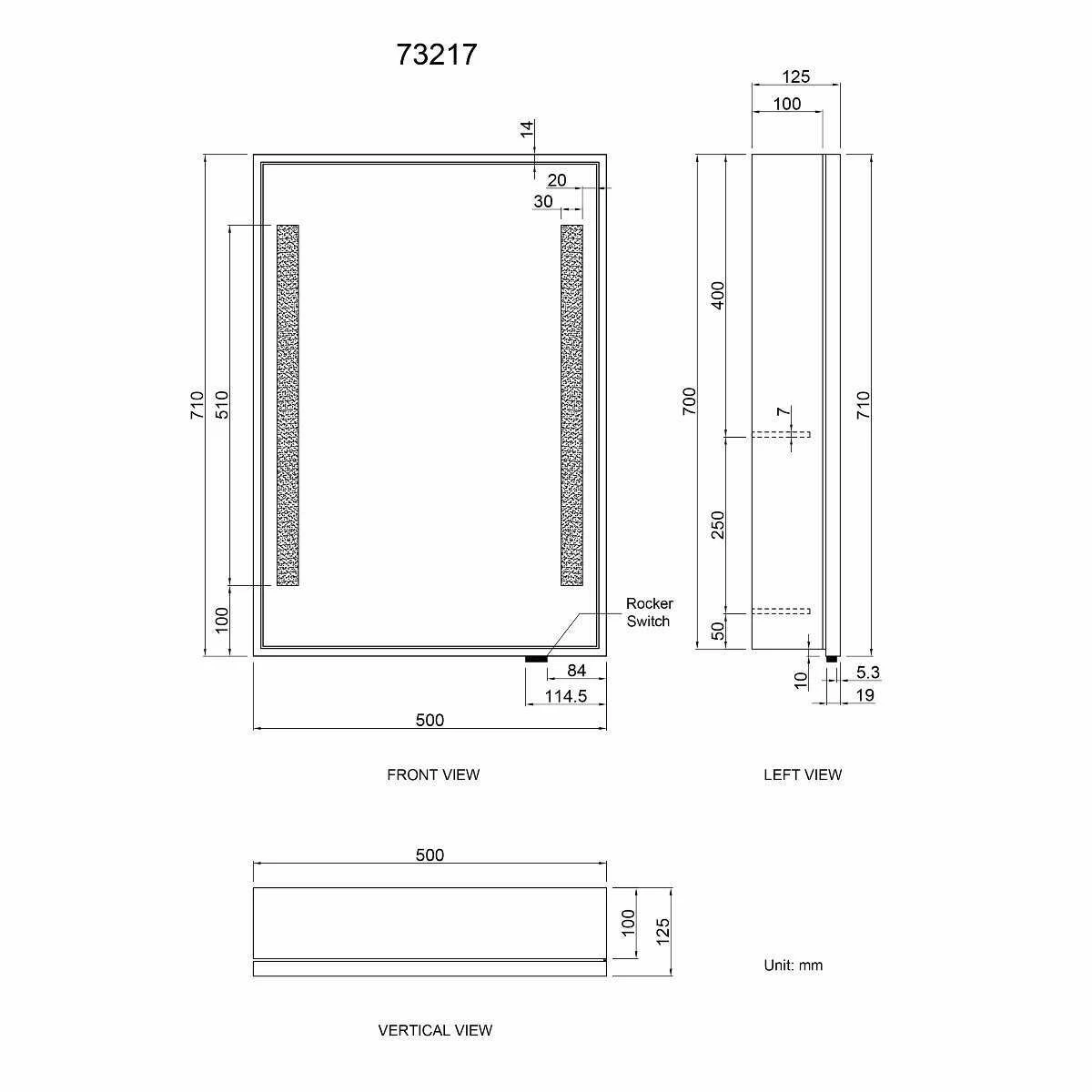Mia Battery Operated Black Framed Illuminated LED Mirror Cabinet 710x500mm - Image 7